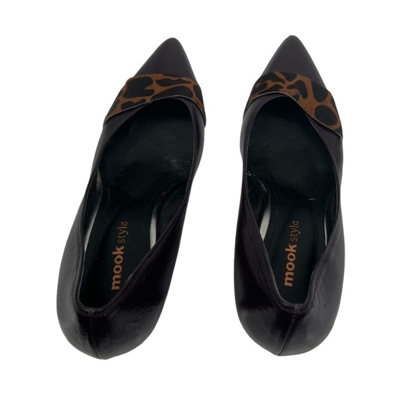 MOOK Style Plum Leopard Print Band Pointed Toe Pumps Size 7 Women’s - Picture 5 of 10